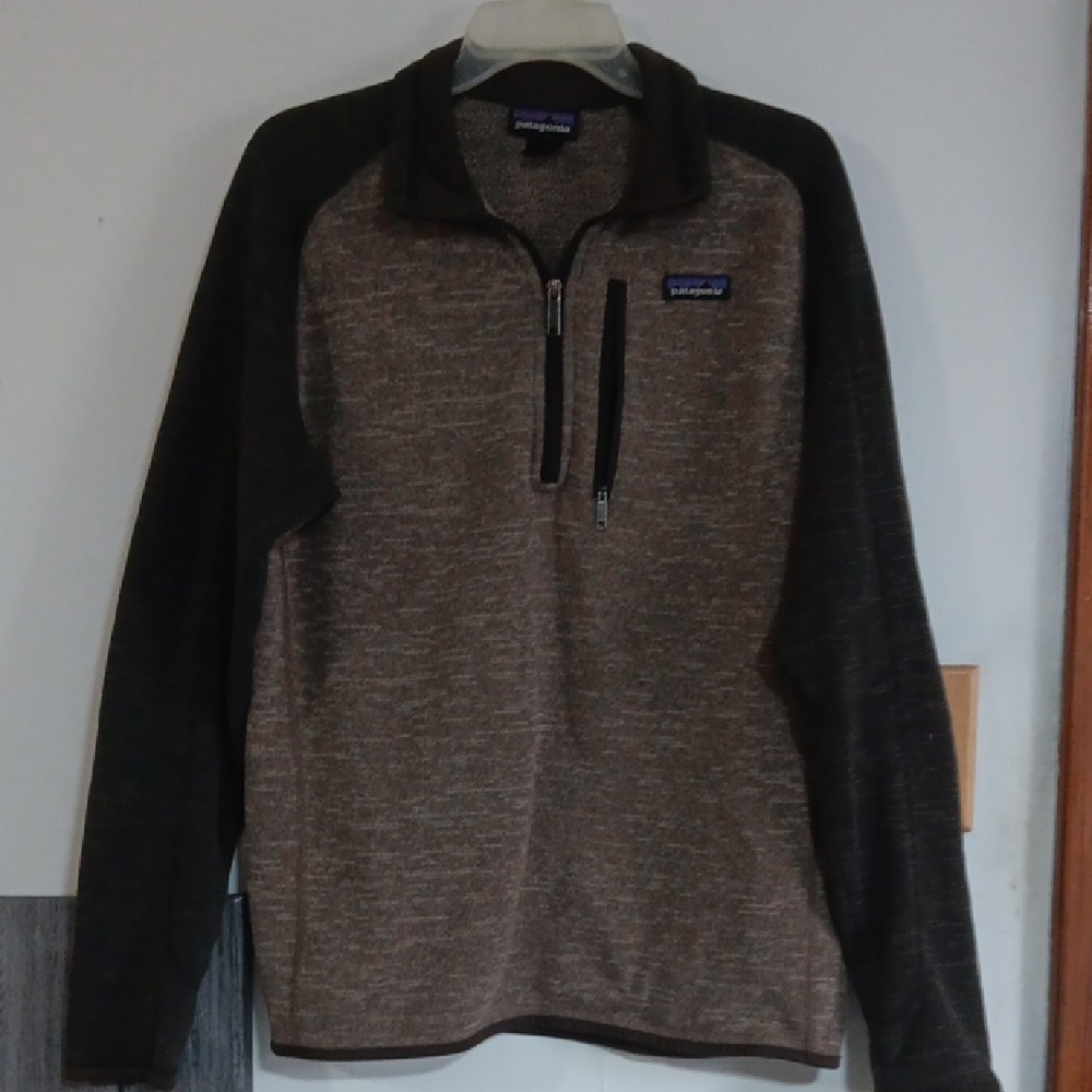 Patagonia Men's Brown & Dark Gray Lightweight Quarter-Zip Shirt Jacket